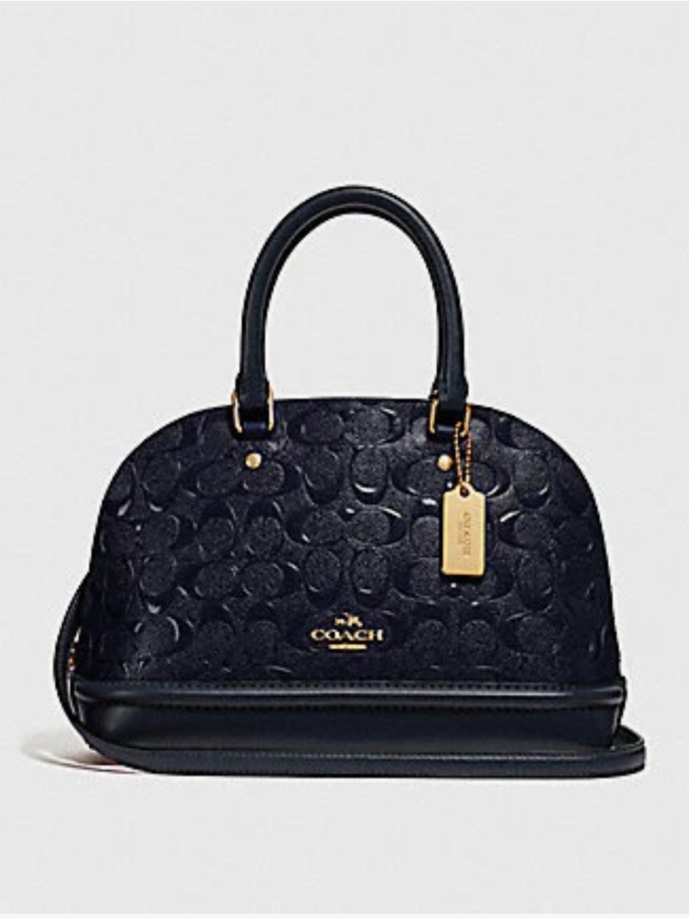 Coach Embossed Patent leather Black mini Dome Satchel